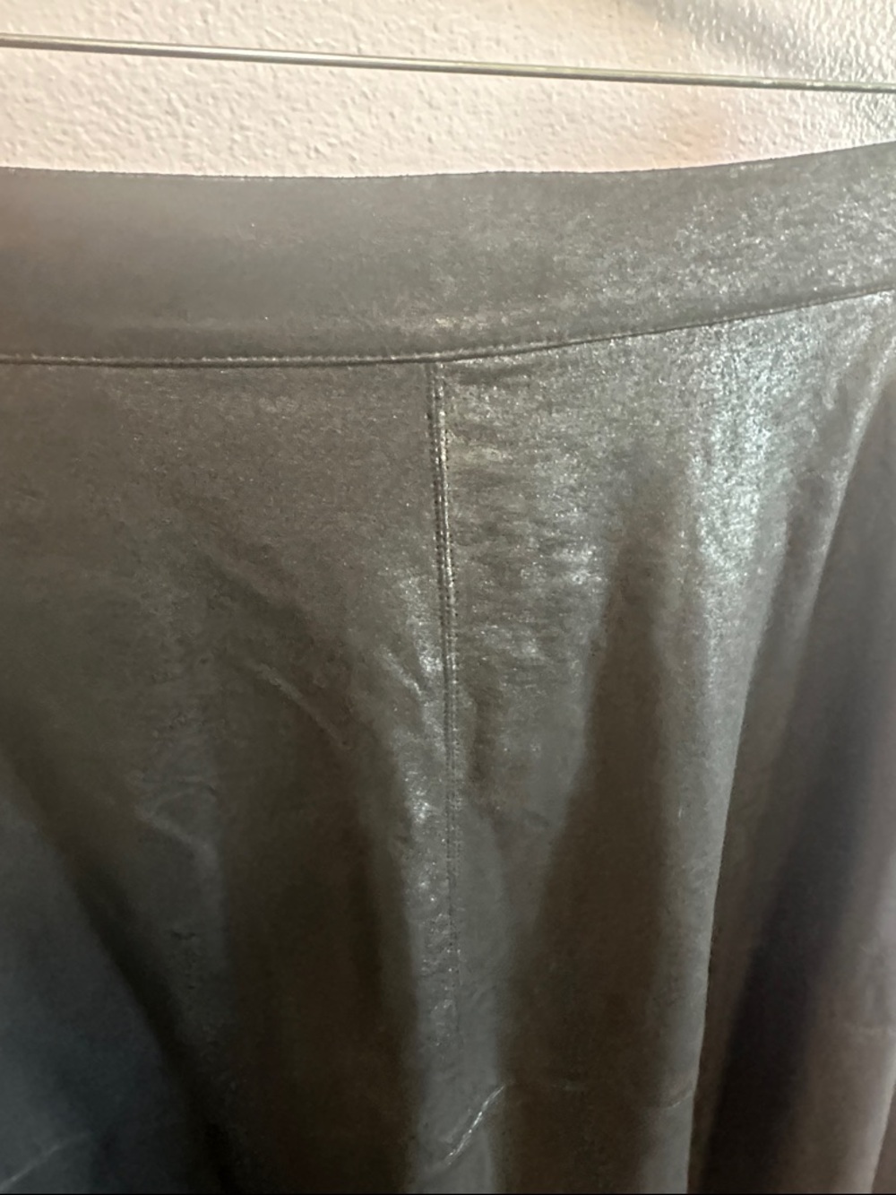Women's Black Faux Leather A-Line Skirt - Picture 4 of 8